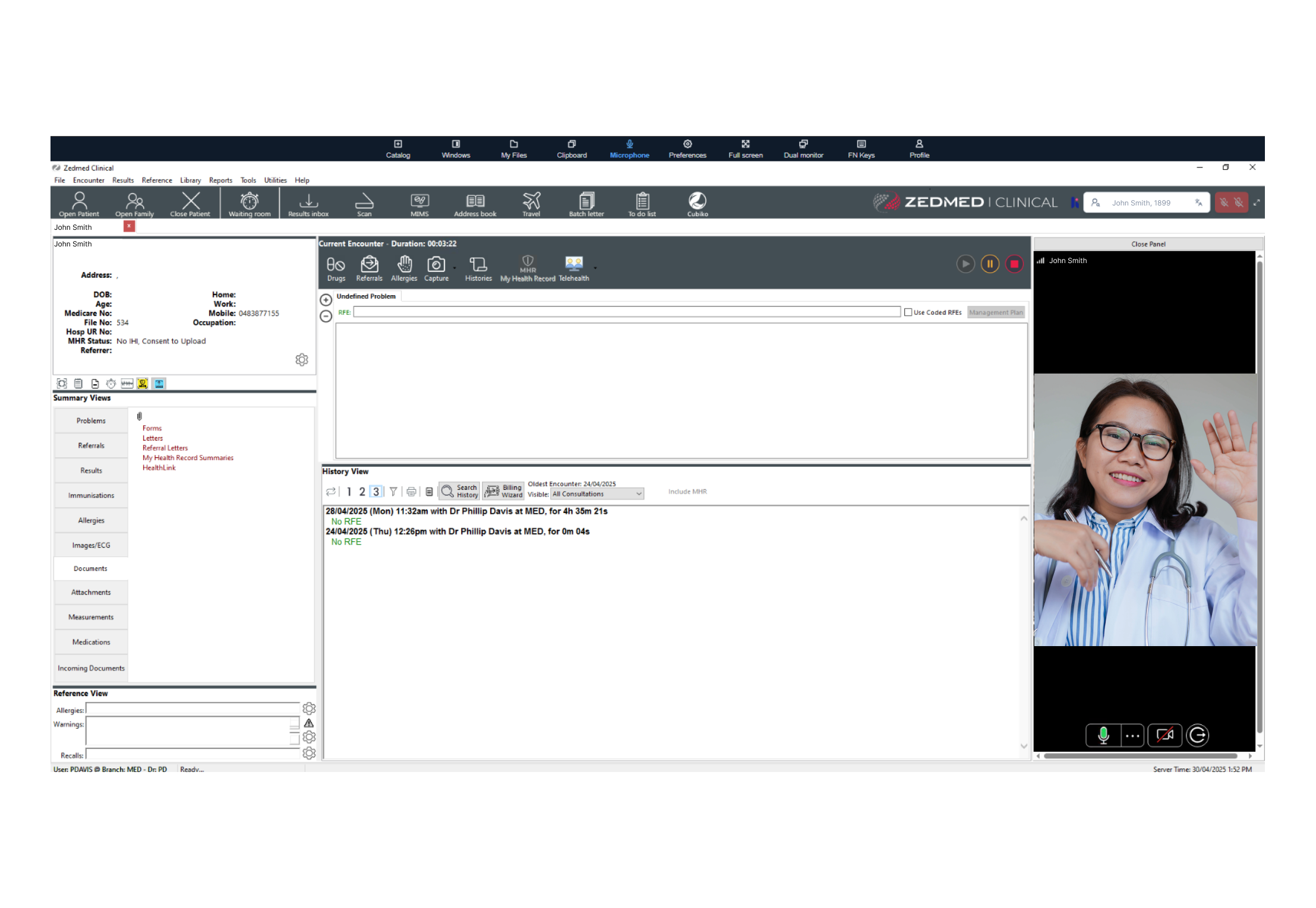 Screenshot of Zedmed Telehealth